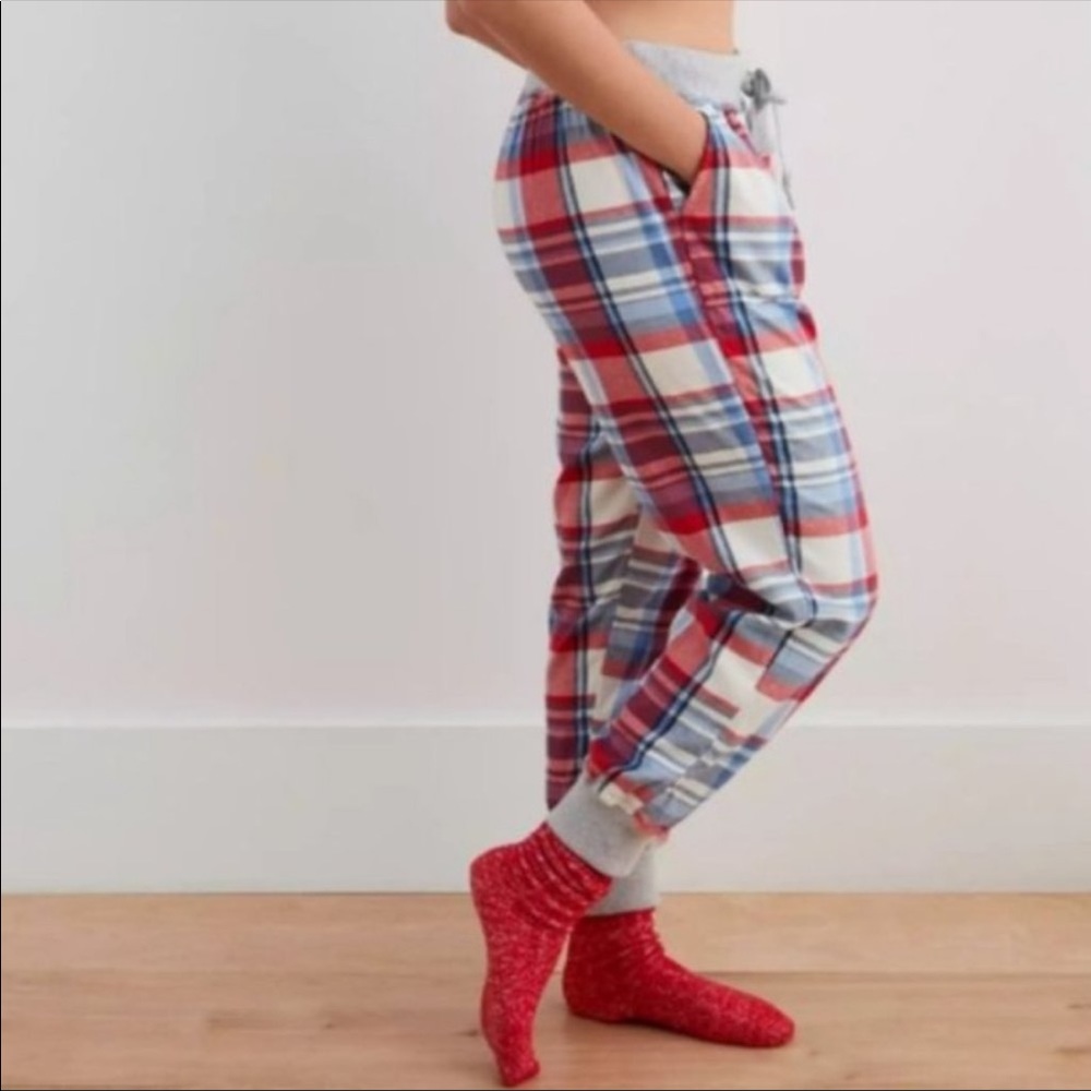 Aerie Red and Blue Plaid Pajama Pants